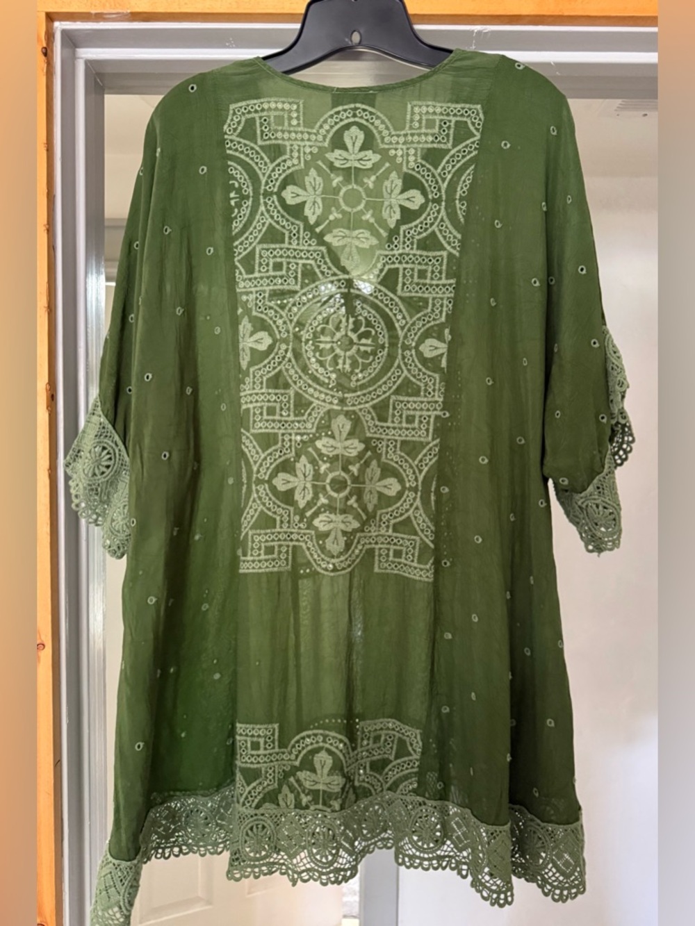 Johnny Was Olive Green Embroidered Jacket with Colorful Logo Patch